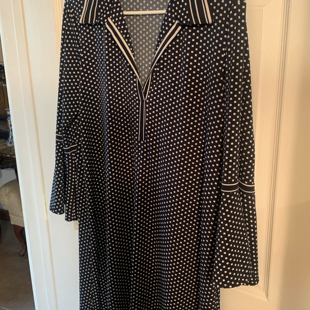 Max Studio Black and White Polka Dot Long Sleeve Dress